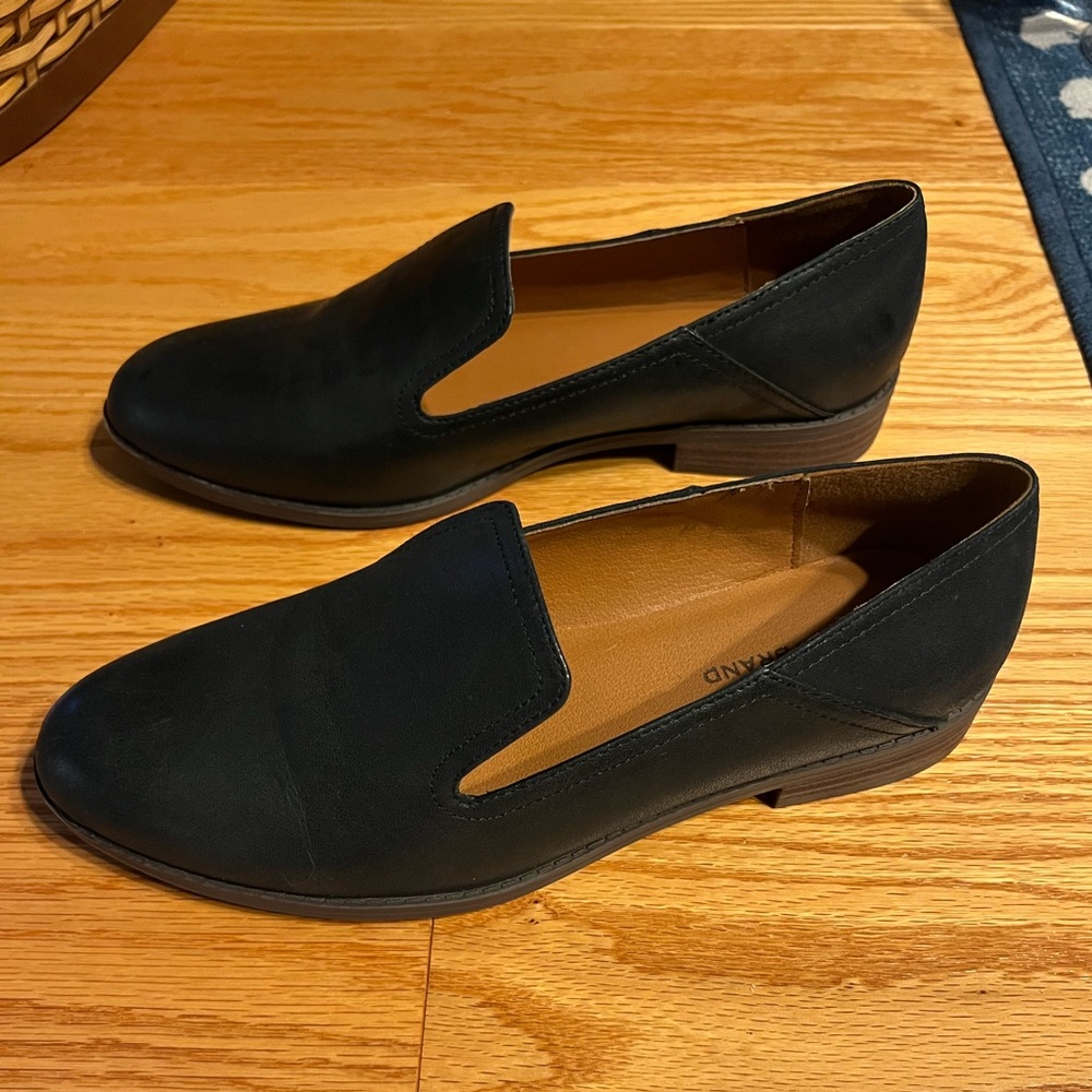 Lucky Brand Black Loafers Woman’s Size 7.5 Leather Elafina Slip on Casual